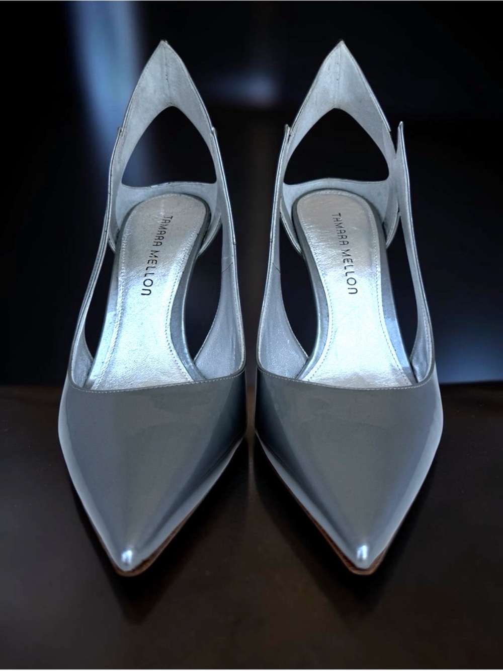 ✨Exclusive✨Tamara Mellon FW23 Glare Lightning Bolt Metallic Silver Sample Sz 40 - Picture 10 of 13